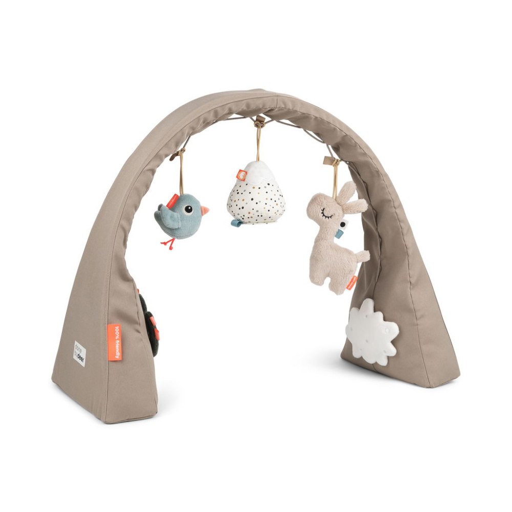 Doudou Lama Lalee Done By Deer – Beige Sable, 30x30x3 Cm – 50% Coton 50% Polyester – Avec étiquettes Sensorielles Et Fermeture Velcro Pour Tétine